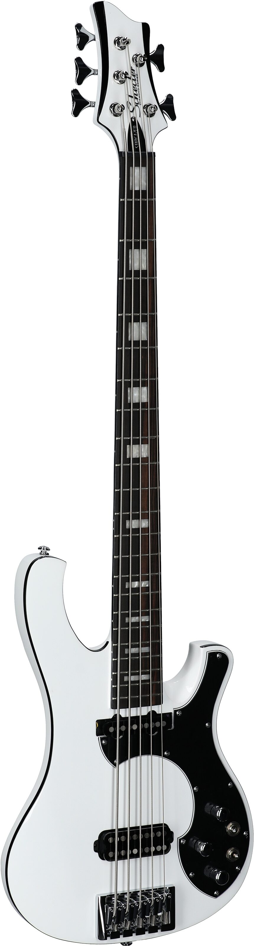 Schecter Stargazer 5 Electric Bass, Gloss White, Body Left Front