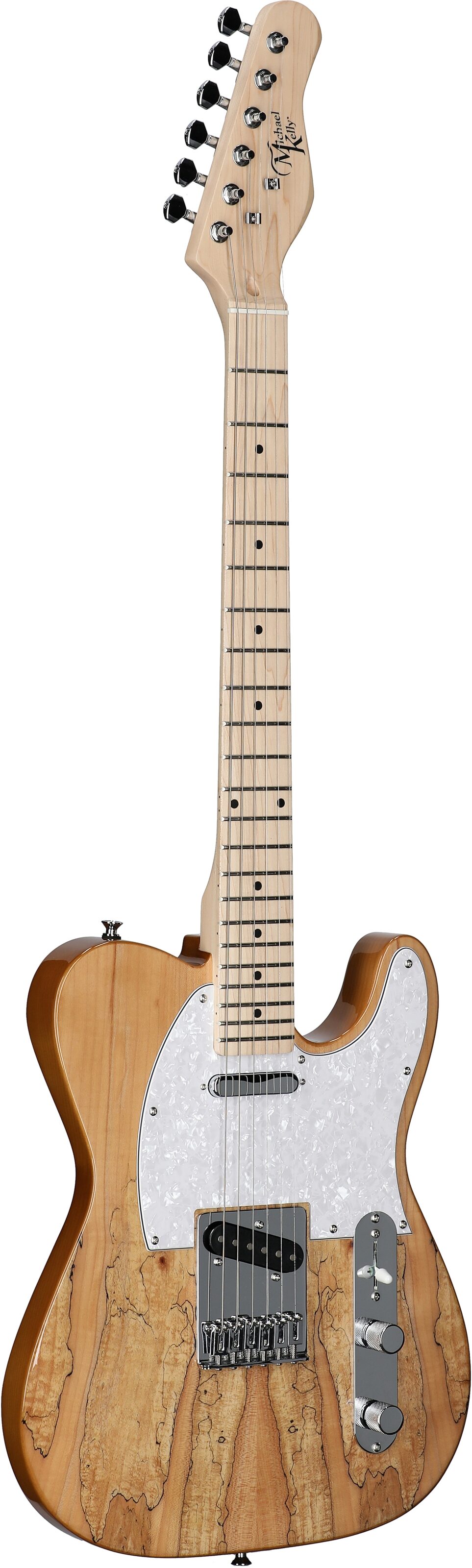 Michael Kelly 1953 Electric Guitar, with Maple Fingerboard, Natural, Spalted Maple Top, Body Left Front