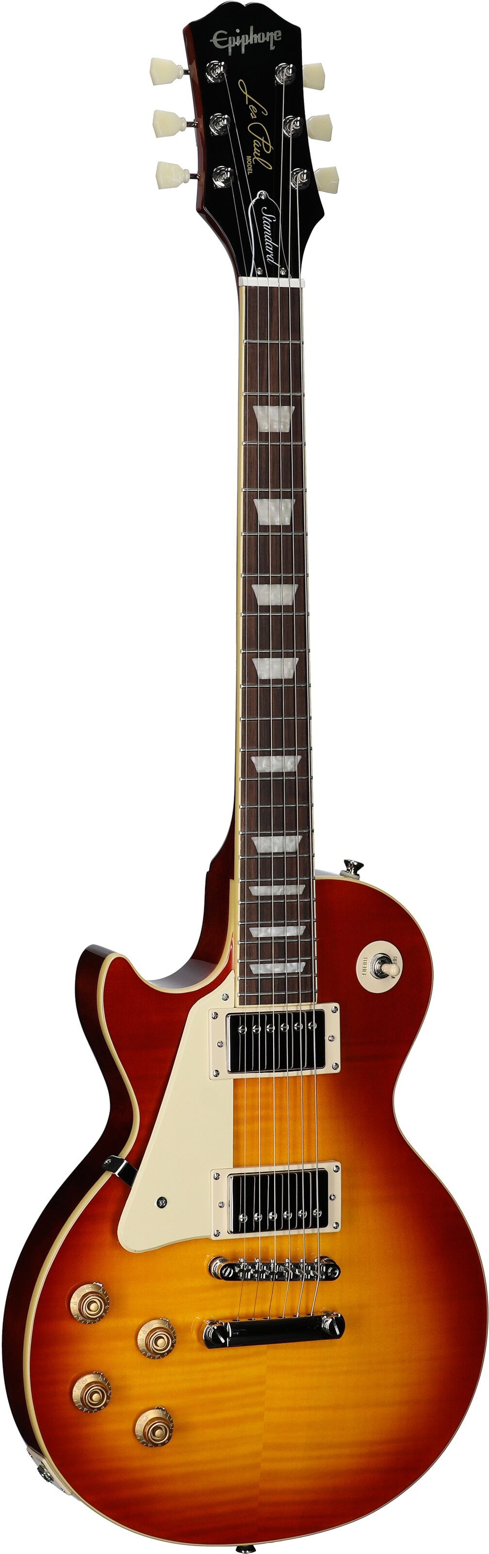 Epiphone Inspired by Gibson Les Paul Standard Electric Guitar, Left-Handed (with Gig Bag), Washed Cherry Sunburst, Body Left Front