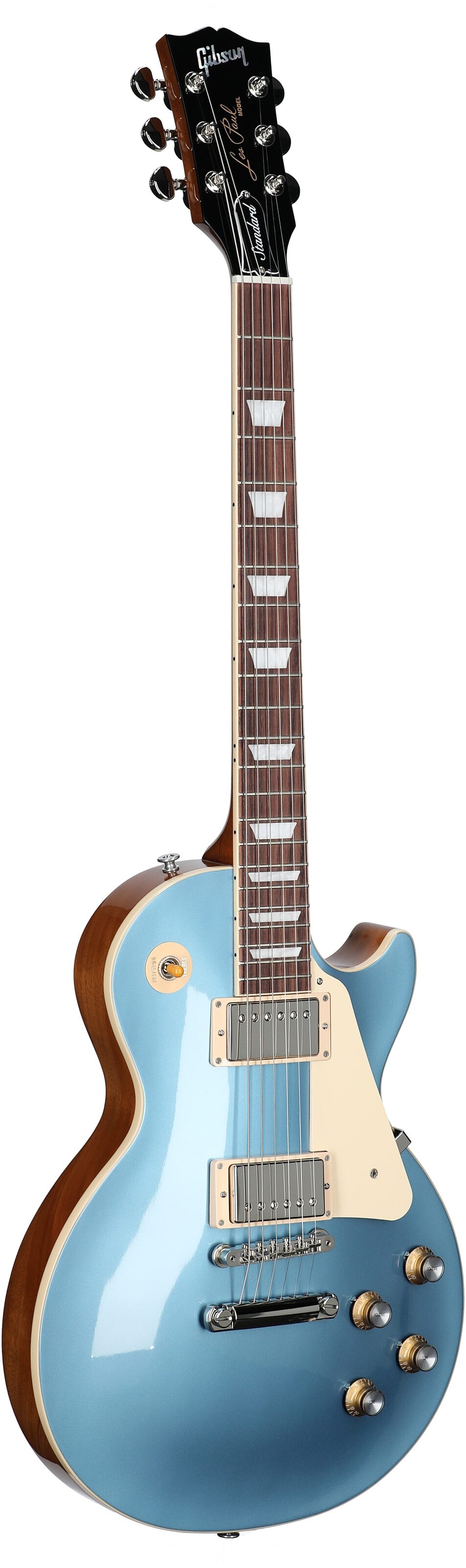 Gibson Les Paul Standard '60s Custom Color Electric Guitar, Plain Top (with Case), Pelham Blue, Body Left Front