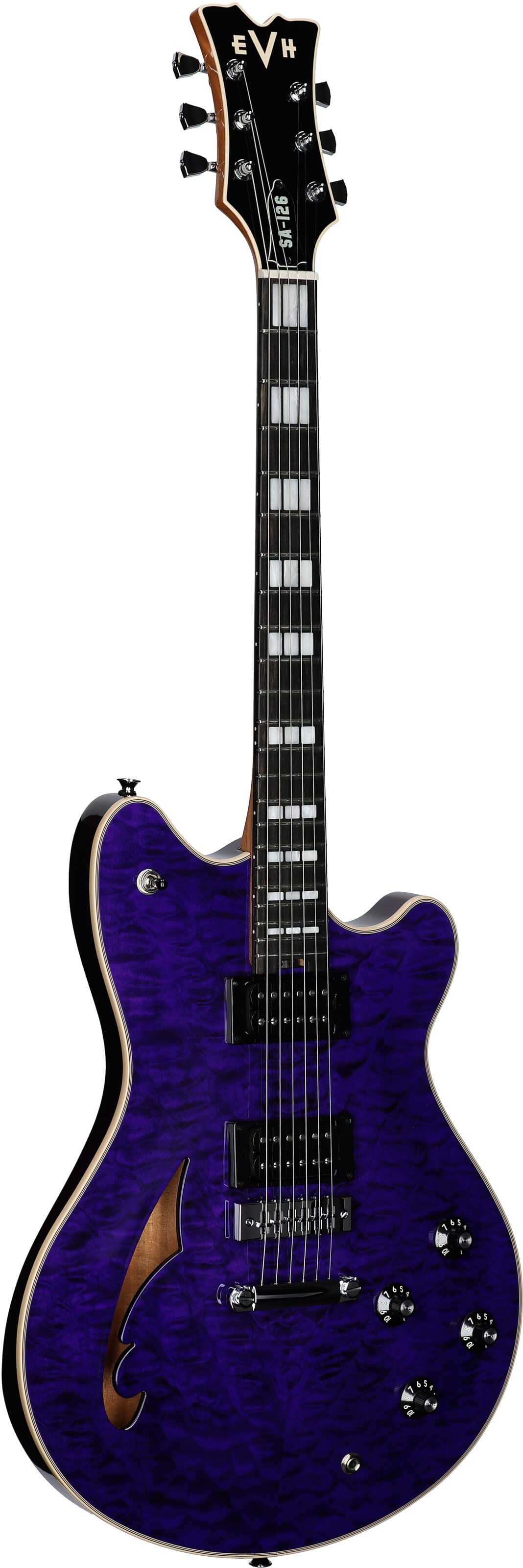 EVH Eddie Van Halen SA-126 Special Quilted Maple Electric Guitar (with Case), Transparent Purple, Open Box (Very Good), Body Left Front