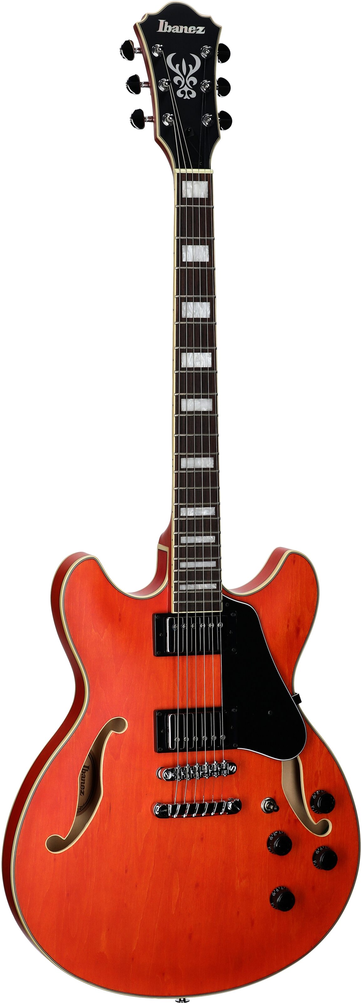 Ibanez AS73 Artcore Semi-Hollow Electric Guitar, Transparent Tangerine Flat, Body Left Front