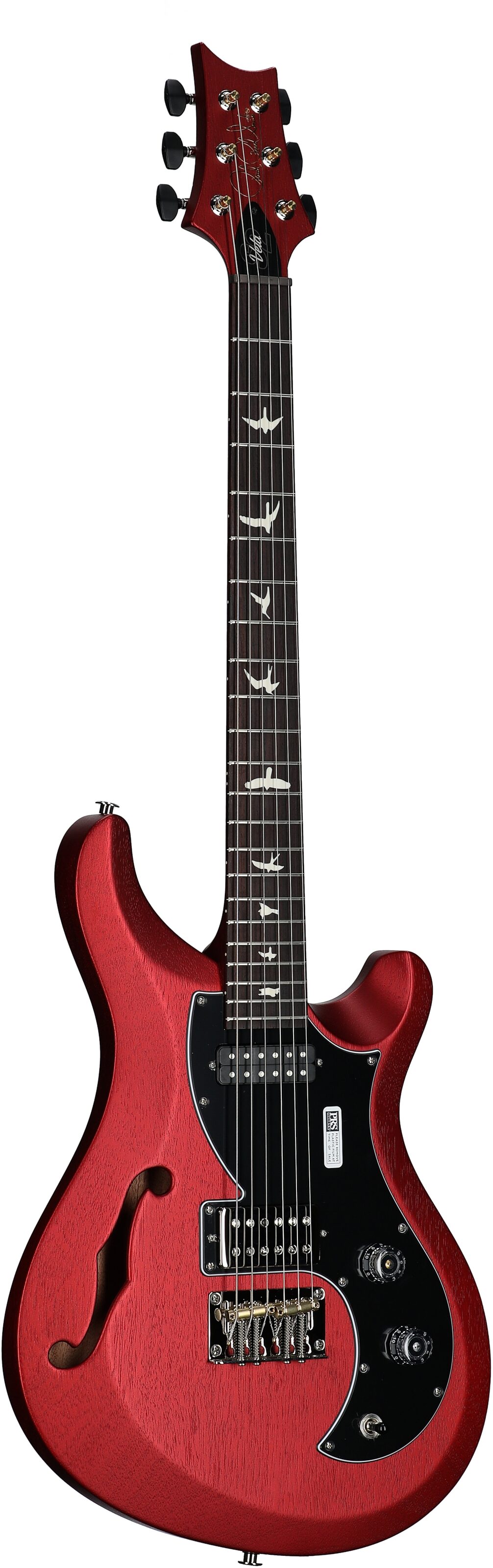 PRS Paul Reed Smith S2 Vela Semi-Hollowbody Electric Guitrar, Satin Red Apple Metallic, Body Left Front