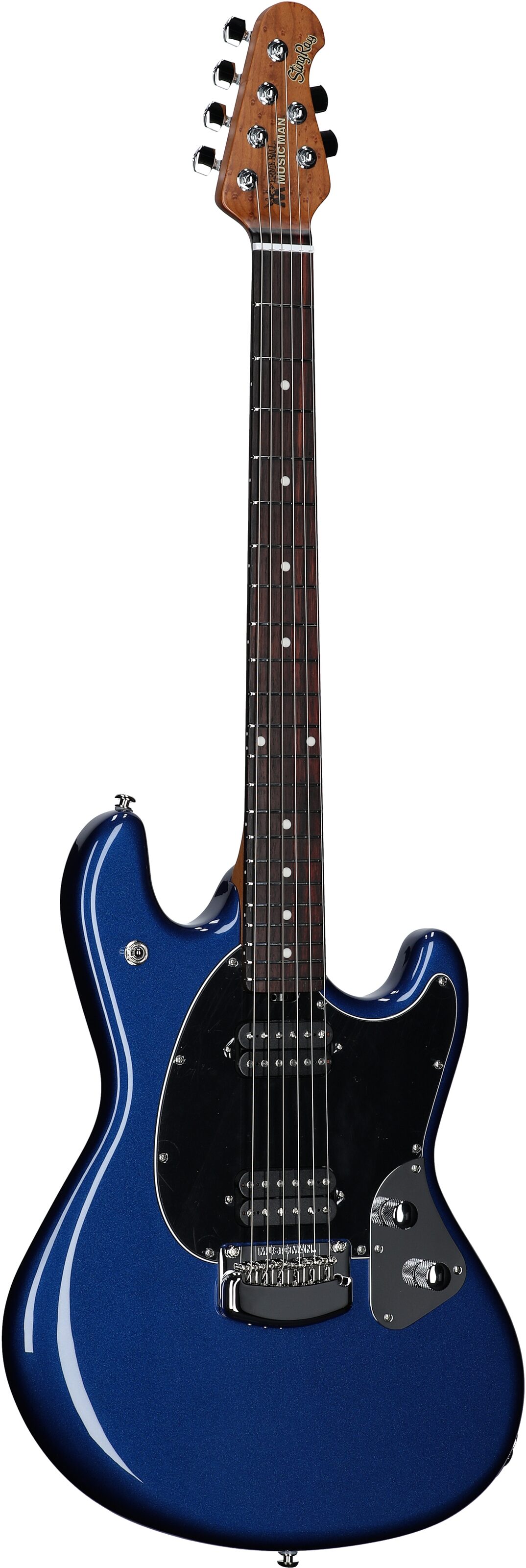 Ernie Ball Music Man StingRay RS Electric Guitar (with Case), Lakeside Blue, Open Box (Very Good), Body Left Front