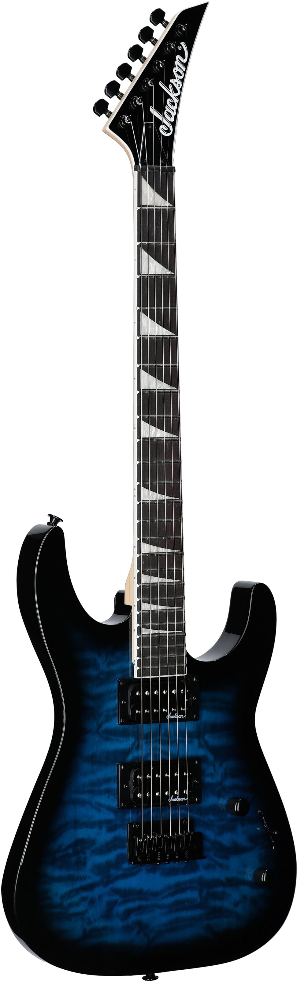 Jackson JS Series Dinky JS20 DKQ 2PT Electric Guitar, Transparent Blue, Body Left Front