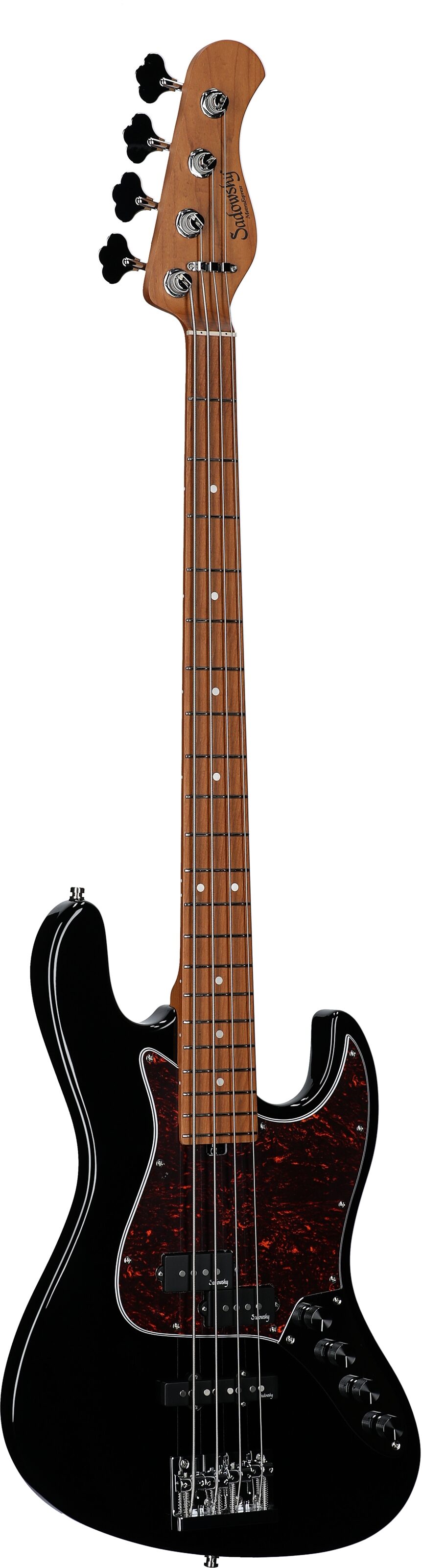 Sadowsky MetroExpress 21-Fret P/J Electric Bass, Maple Fingerboard (with Gig Bag), Black, Body Left Front