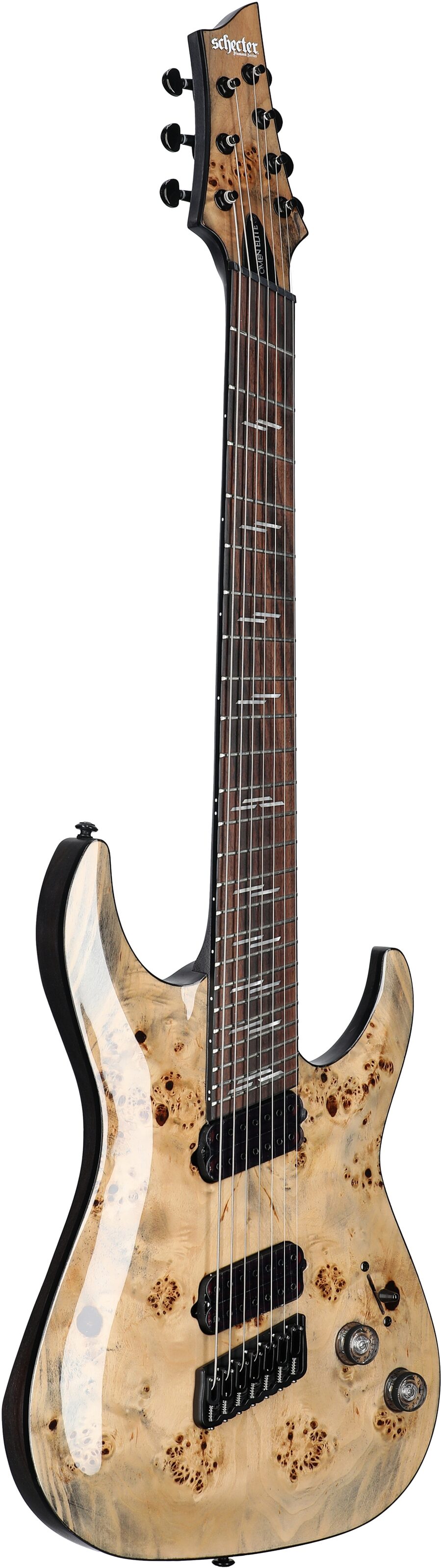 Schecter Omen Elite-7 Multiscale Electric Guitar, 7-String, Charcoal, Body Left Front