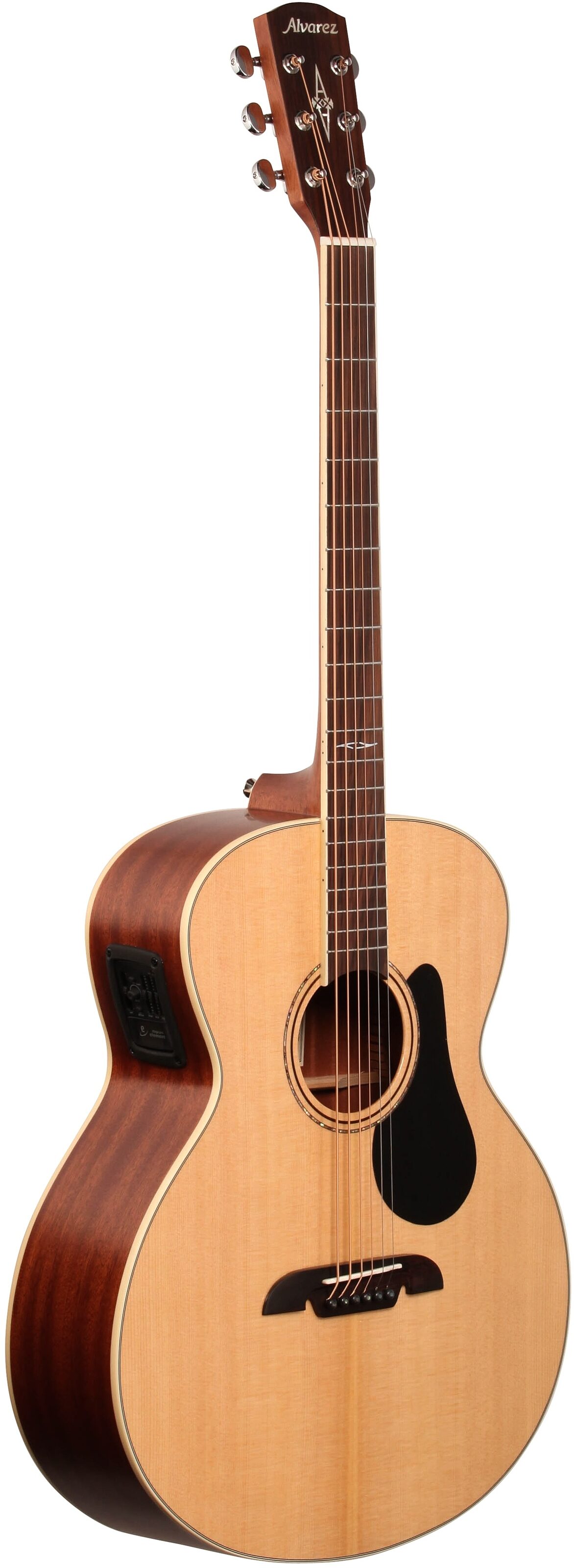 Alvarez ABT60E Baritone Acoustic-Electric Guitar, Natural, Body Left Front