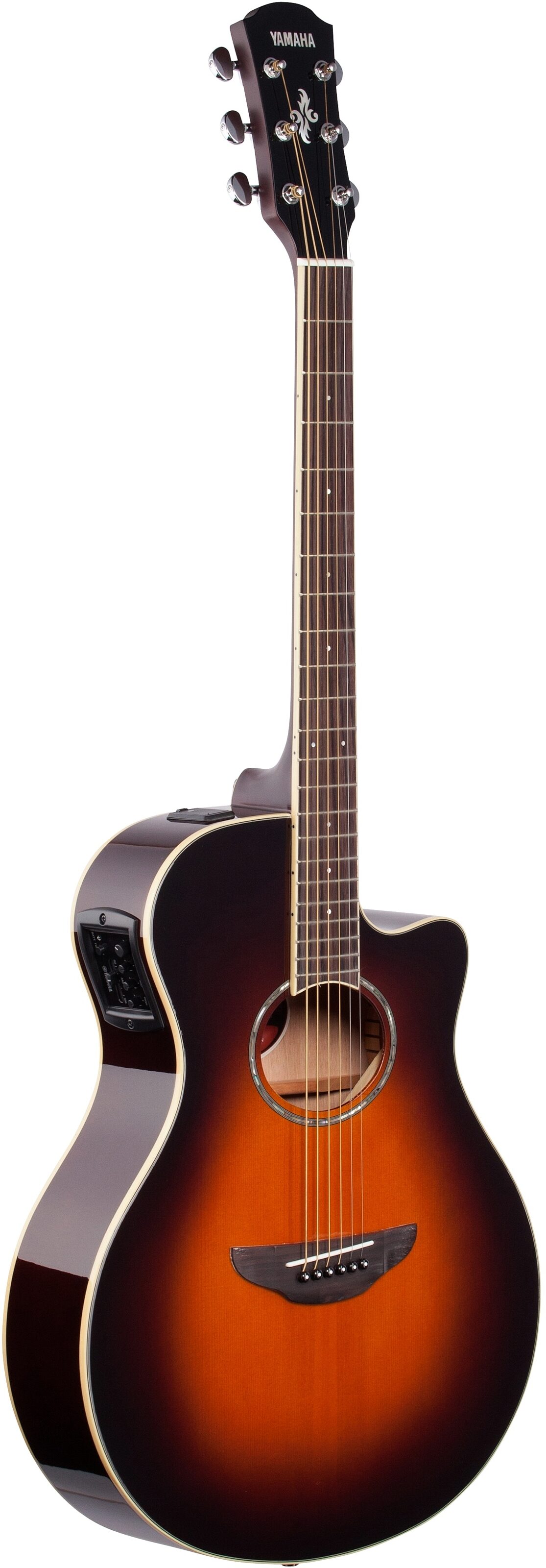 Yamaha APX-600 Acoustic-Electric Guitar, Old Violin Sunburst, Body Left Front