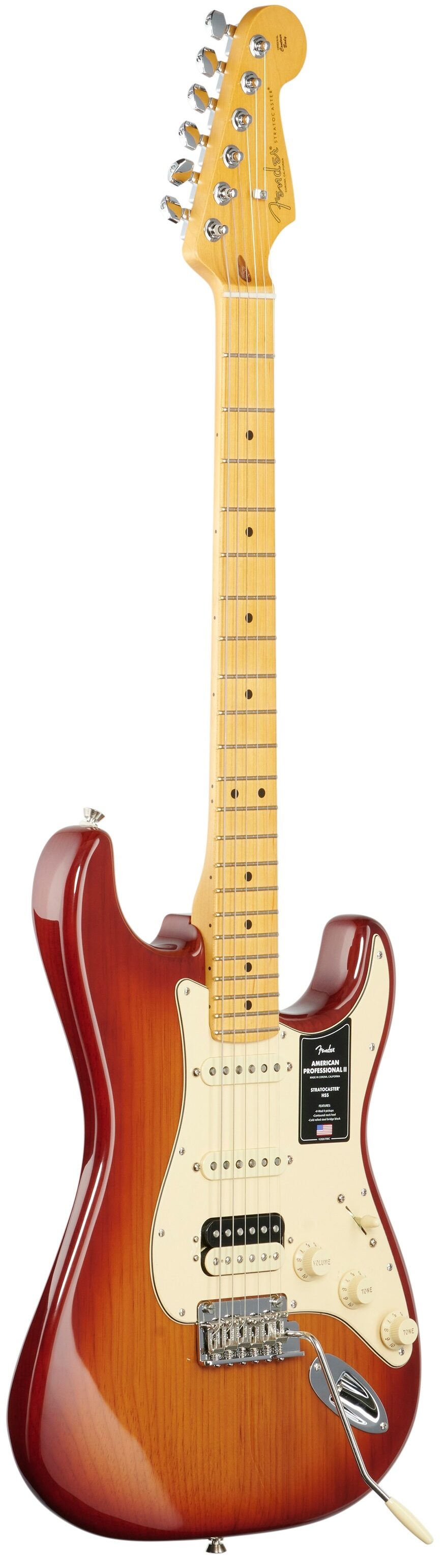 Fender American Pro II HSS Stratocaster Electric Guitar, Maple Fingerboard (with Case), Sienna Sunburst, Open Box (Very Good), Body Left Front