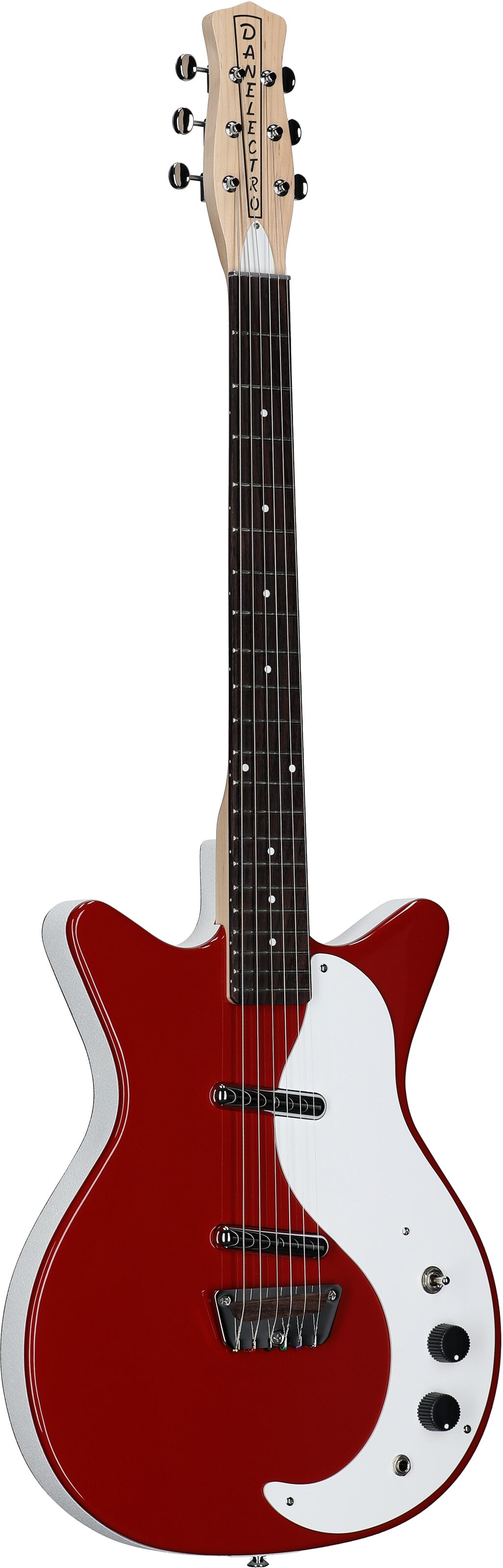 Danelectro Stock '59 Electric Guitar, Vintage Red, Body Left Front