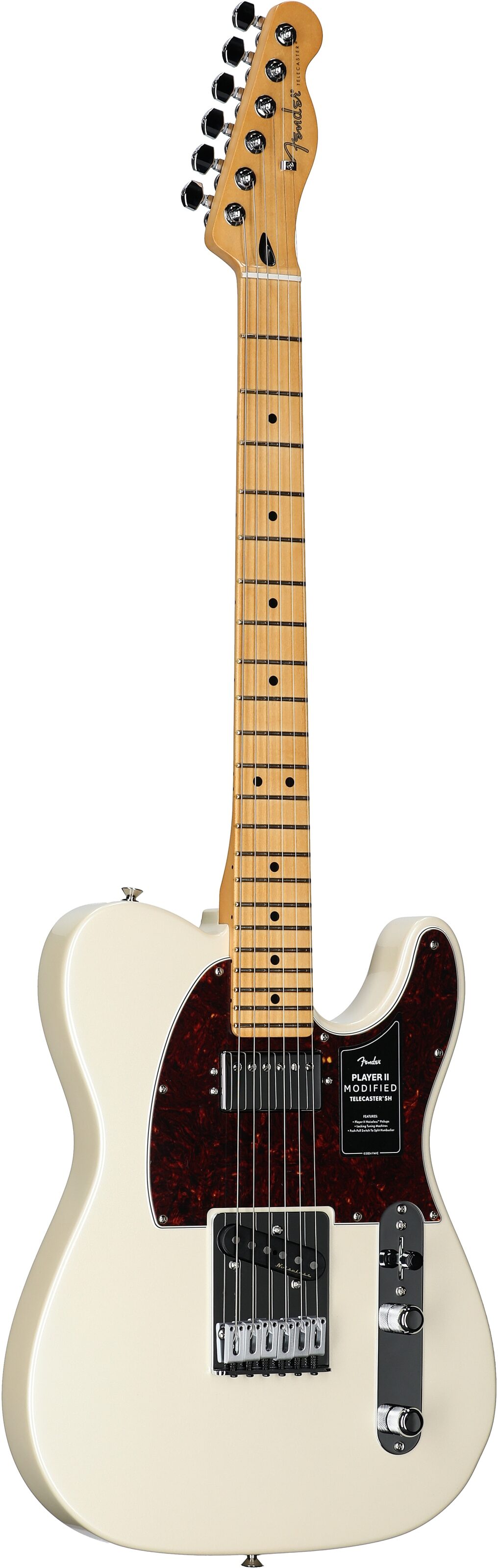 Fender Player II Modified Telecaster SH Electric Guitar, Maple Fingerboard (with Gig Bag), Olympic Pearl, Body Left Front