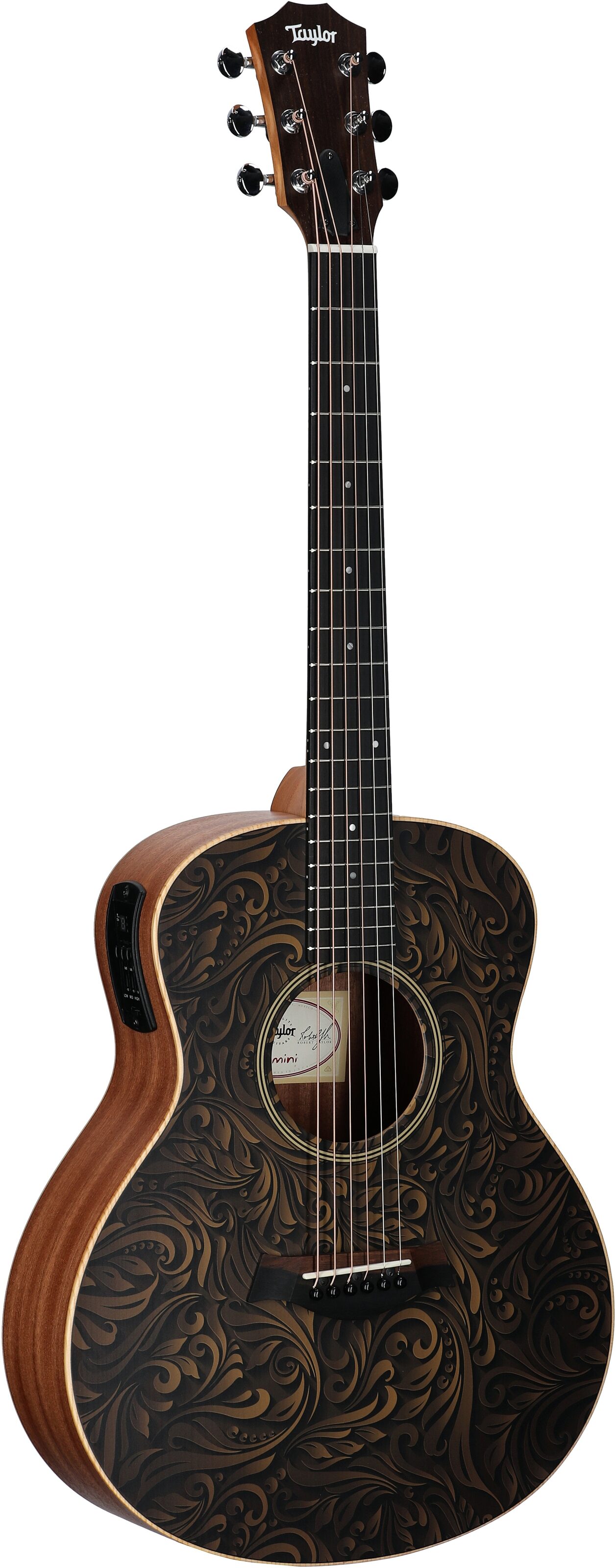 Taylor GS Mini-e Special Edition Mini Grand Symphony Acoustic-Electric Guitar (with Gig Bag), Paisley Burst, Body Left Front