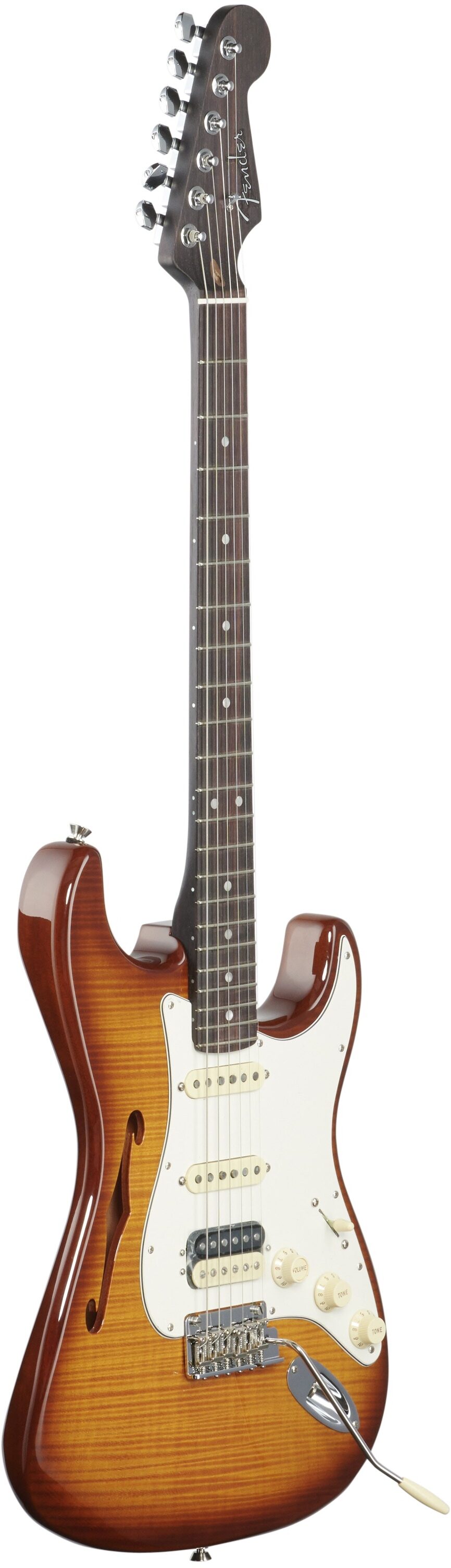Fender Rarities Stratocaster Thinline HSS, Solid Rosewood Neck, Electric Guitar (with Case), Body Left Front