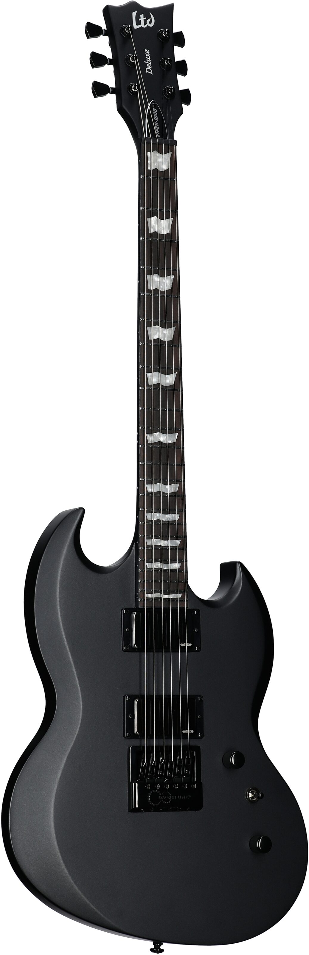 ESP LTD Viper 1000 Evertune Electric Guitar, Charcoal Metallic Satin, Body Left Front