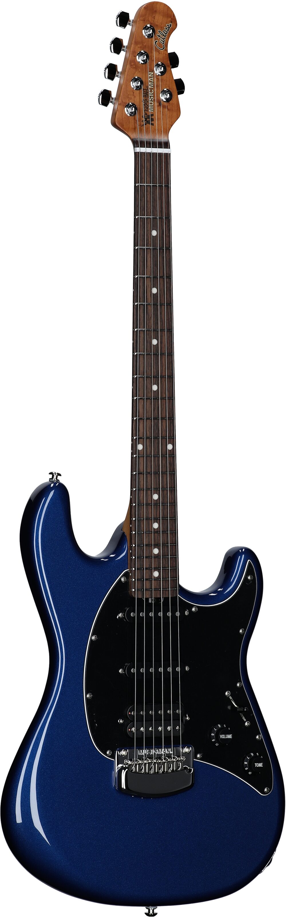 Ernie Ball Music Man Cutlass RS HSS Electric Guitar (with Case), Lakeside Blue, Body Left Front