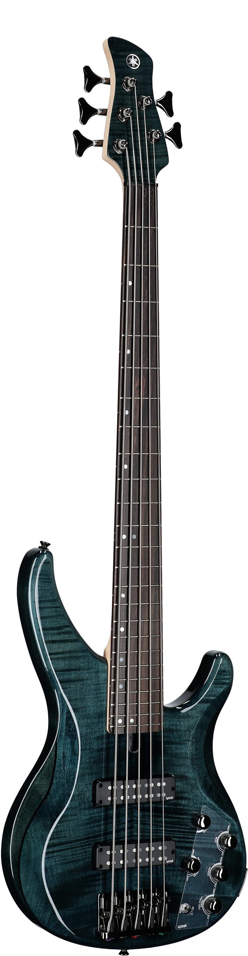 Yamaha TRBX605FM Electric Bass, 5-String, Indigo Blue, Body Left Front