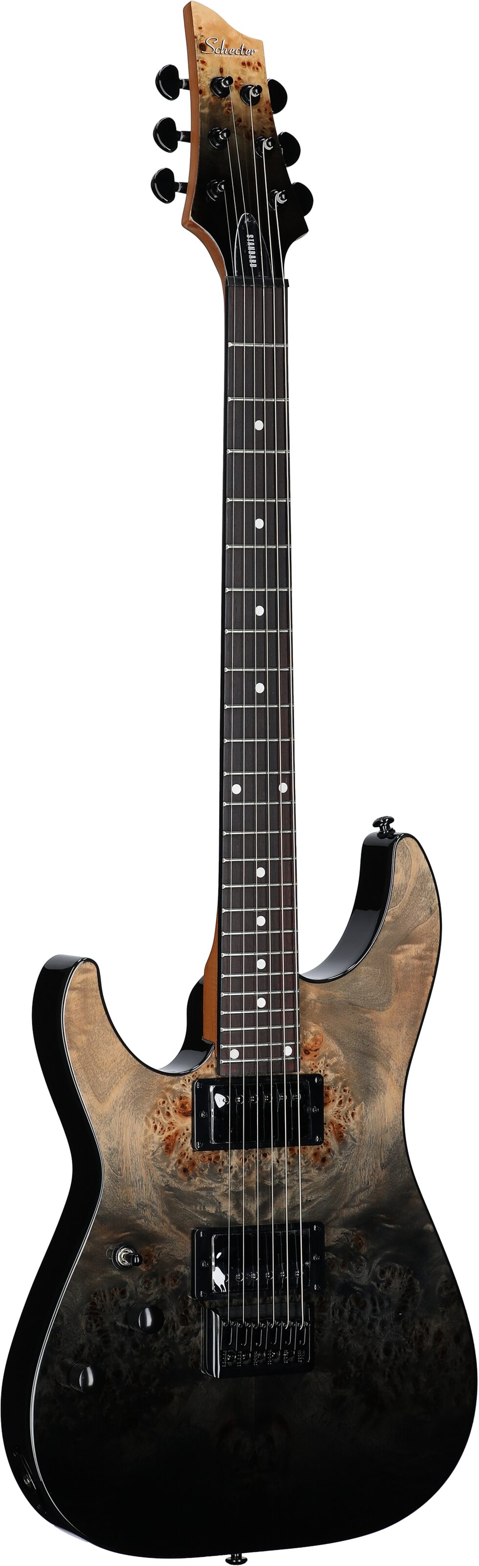Schecter C-1 Standard Electric Guitar, Left-Handed, Black Fade Burst, Body Left Front