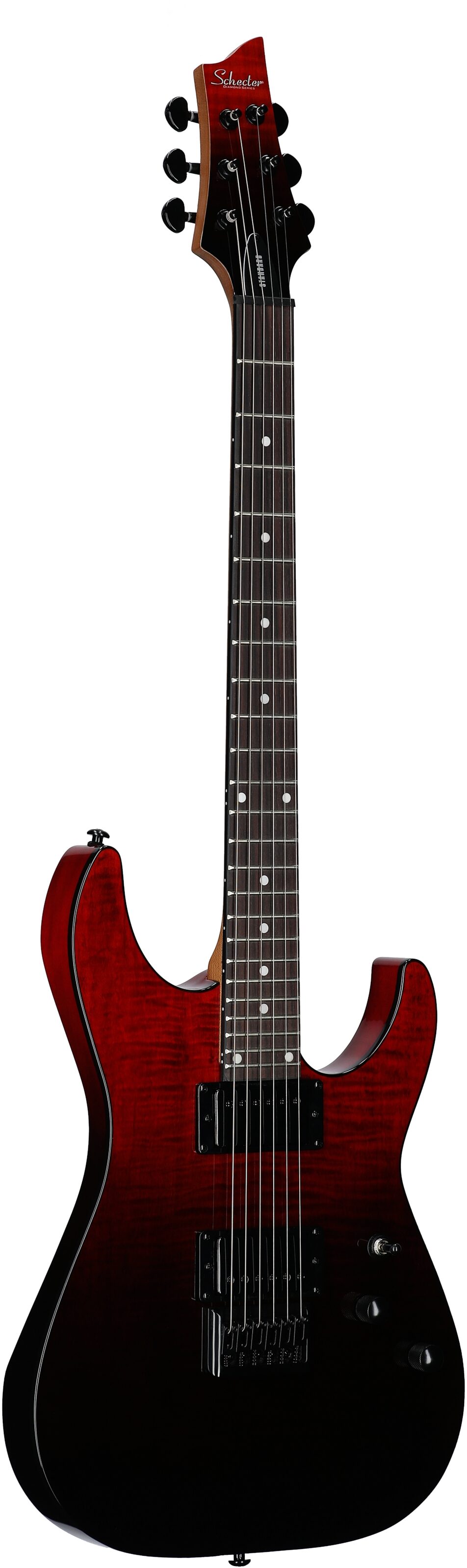 Schecter C-1 Standard Electric Guitar, Blood Burst, Body Left Front
