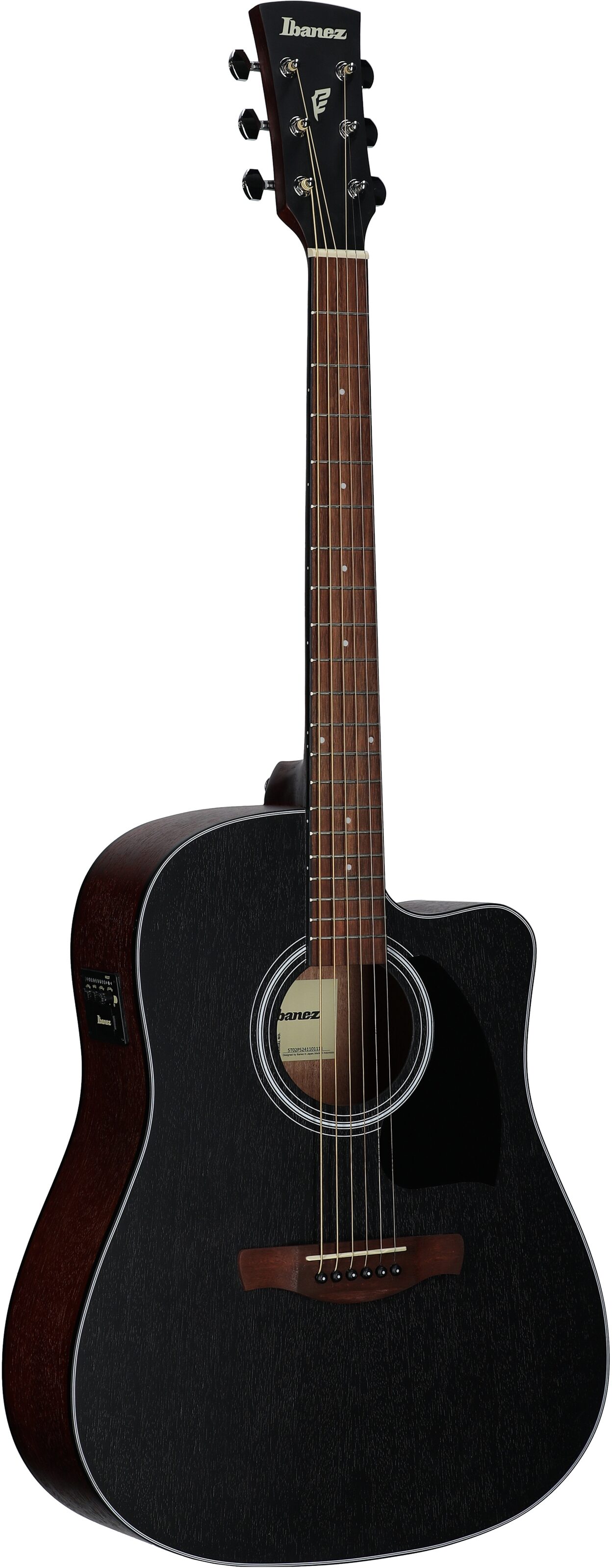 Ibanez PF54CE Acoustic-Electric Guitar, Weathered Black Open Pore, Body Left Front