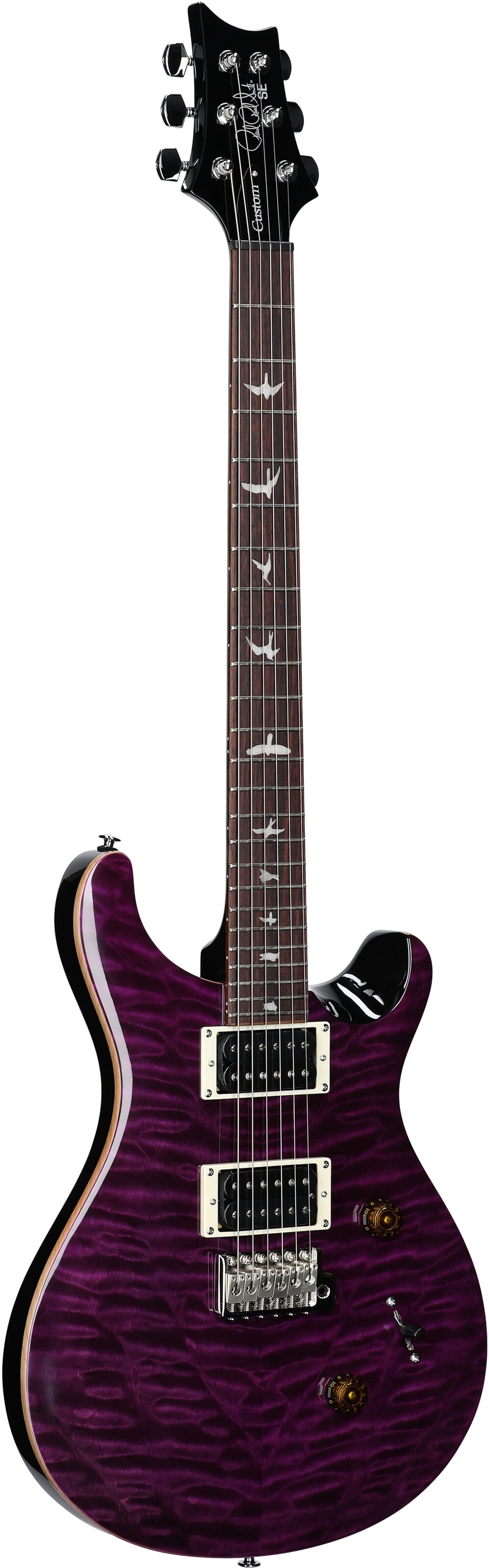 PRS Paul Reed Smith SE Custom 24 Quilt Top Electric Guitar (with Gig Bag), Amethyst, Body Left Front