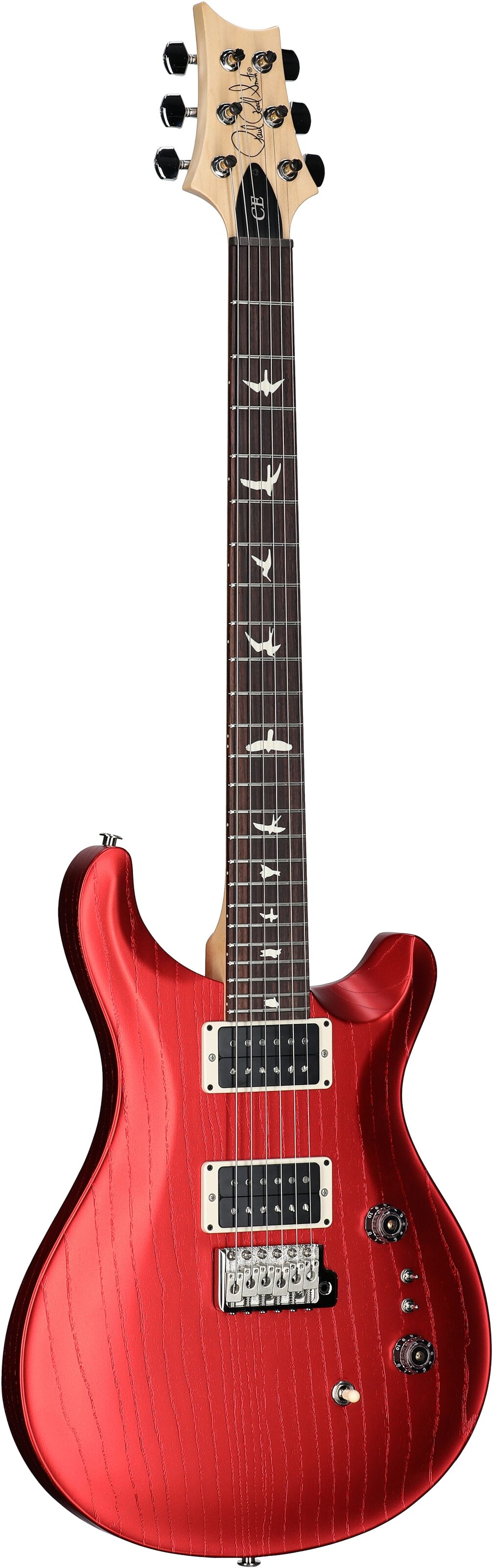 PRS Paul Reed Smith CE 24-08 Swamp Ash Electric Guitar (with Gig Bag), Satin Red Apple Metallic, Body Left Front