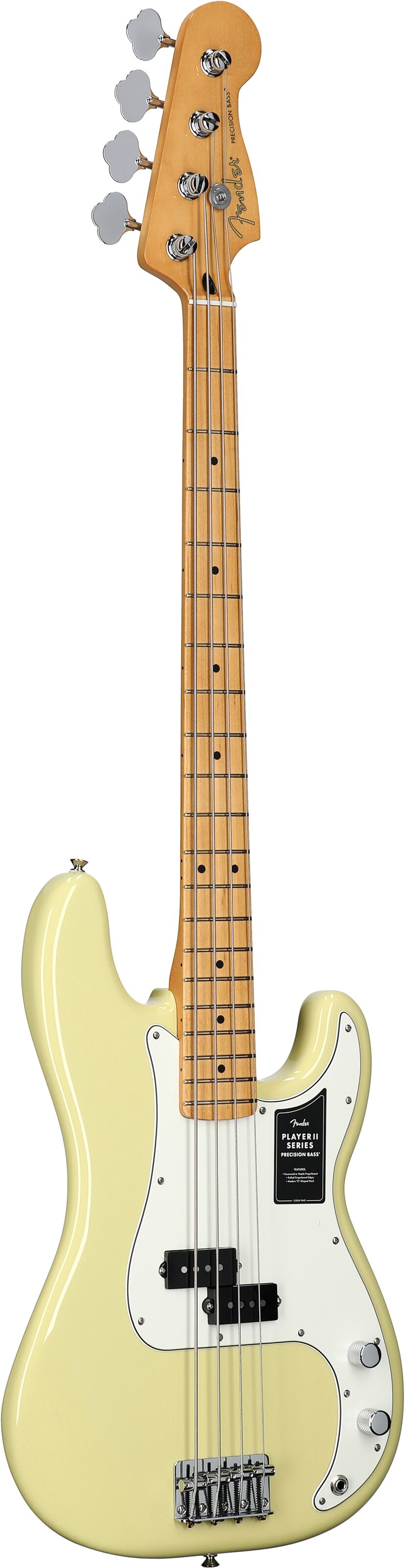 Fender Player II Precision Electric Bass, with Maple Fingerboard, Hialeah Yellow, Open Box (Very Good), Body Left Front