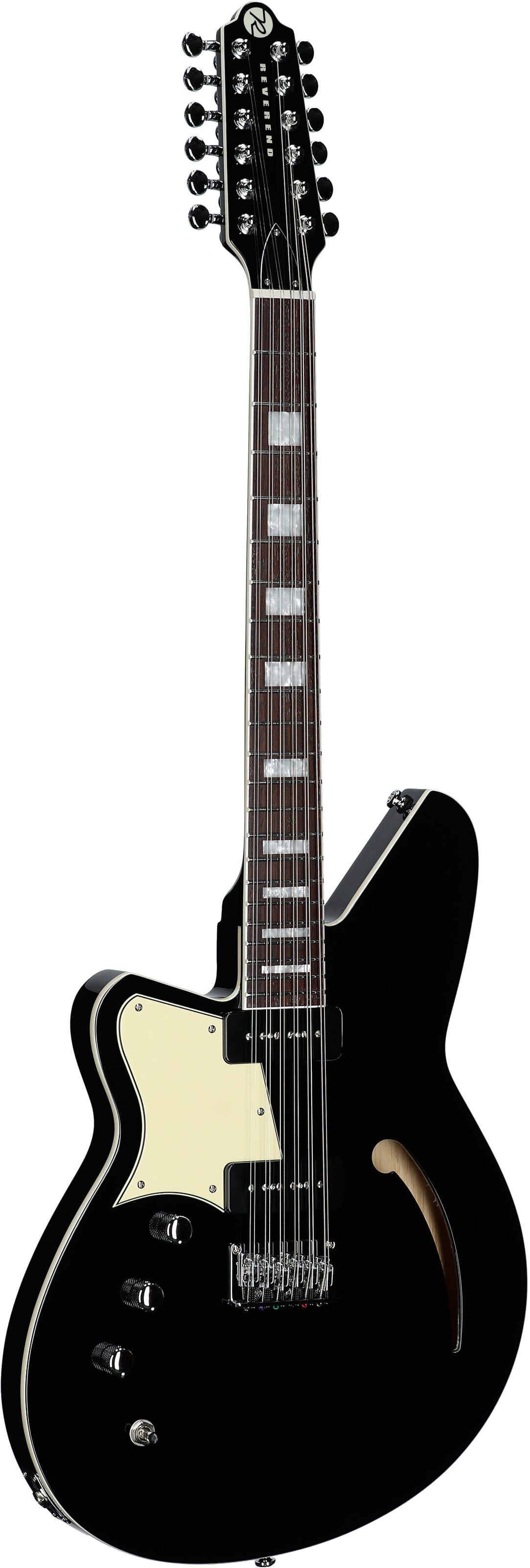 Reverend Airwave Electric Guitar, 12-String (Left-Handed), Midnight Black, Body Left Front
