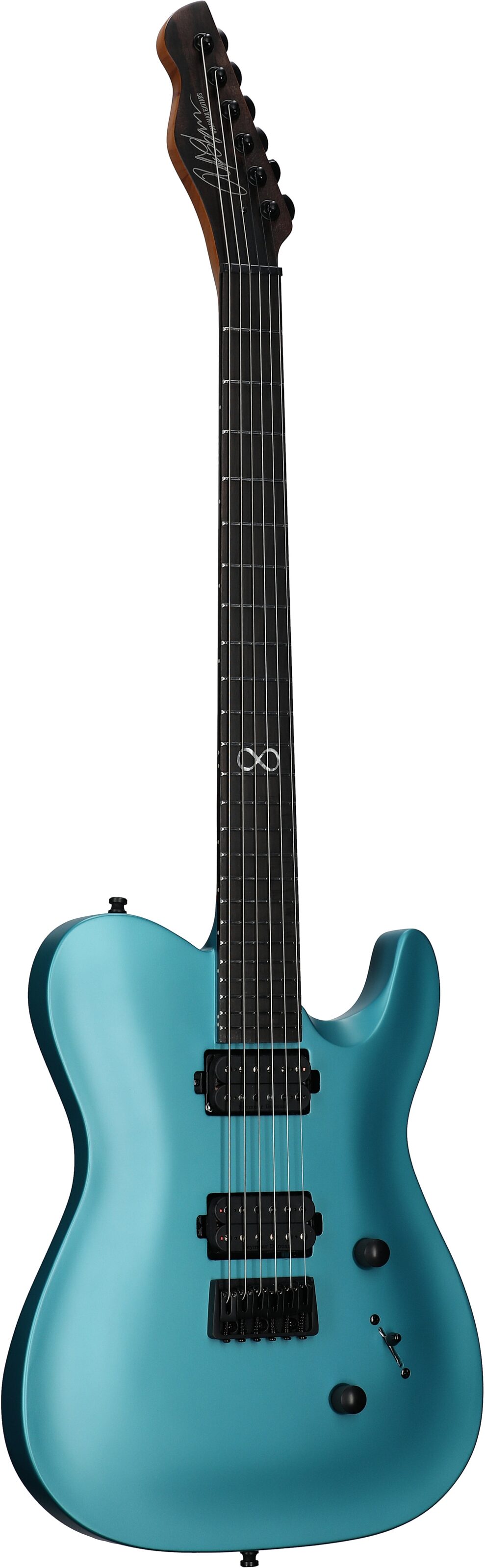 Chapman ML3 Pro Modern Electric Guitar, Liquid Teal Satin Metallic, Body Left Front