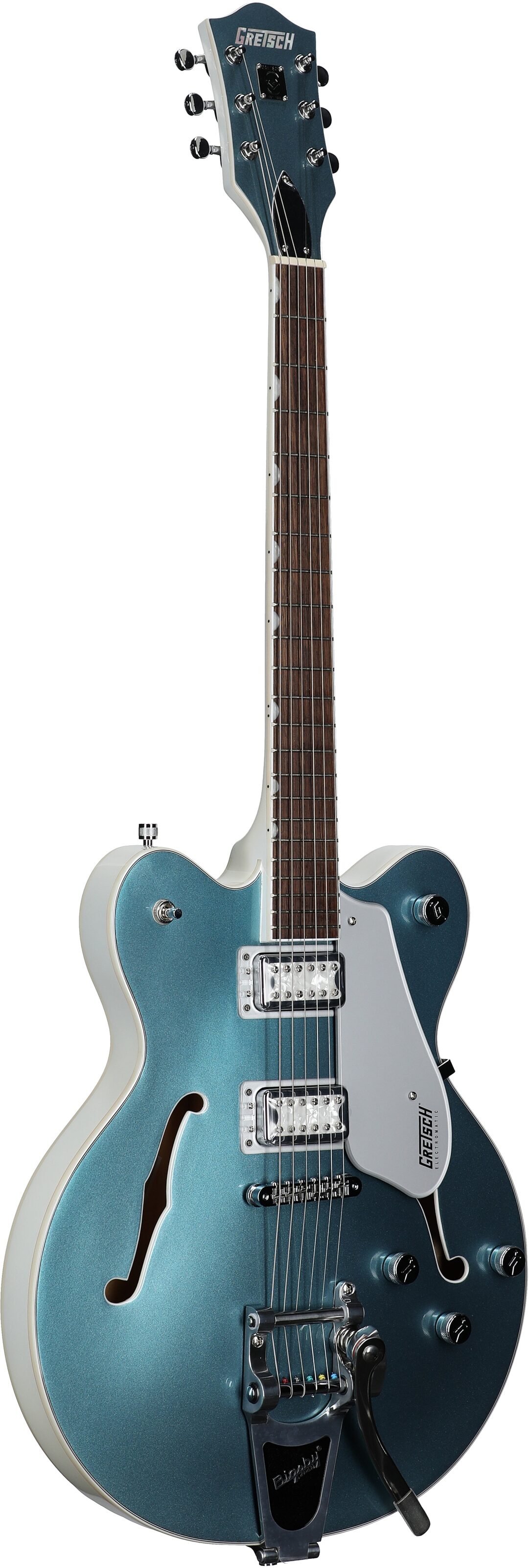 Gretsch G5622T-140 Electromatic 140th Anniversary Block Double-Cut Electric Guitar, Pearl, Body Left Front