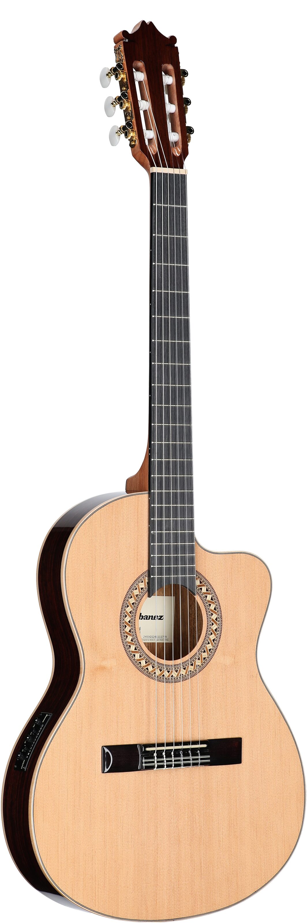 Ibanez GA34 Classical Acoustic-Electric Guitar, Natural High Gloss, Body Left Front