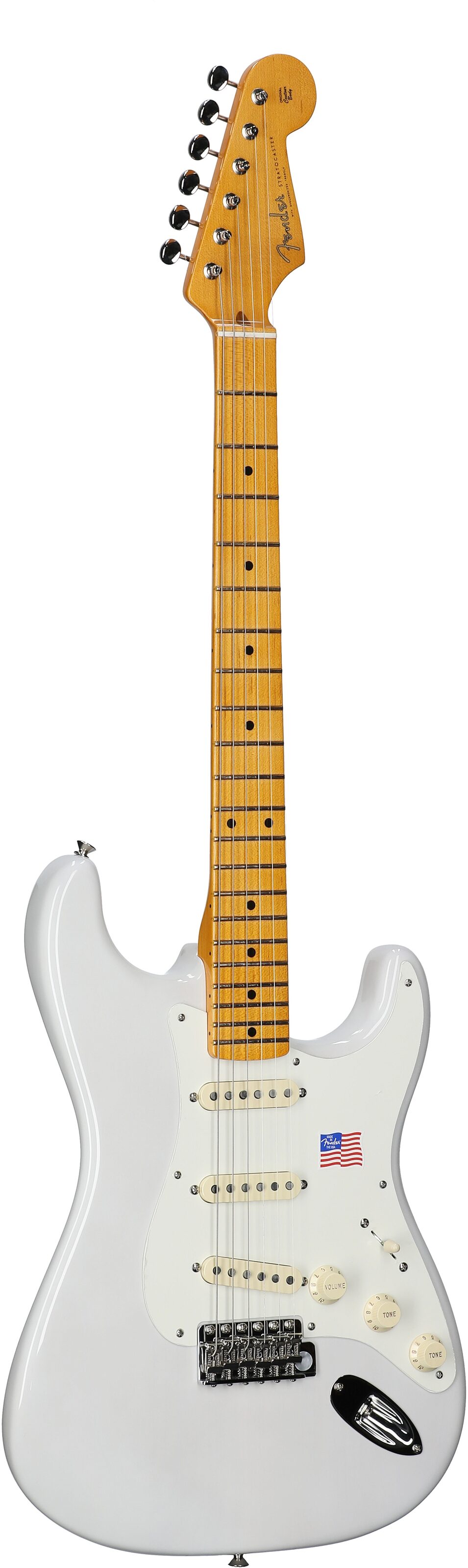 Fender Eric Johnson Stratocaster Electric Guitar (Maple with Case), White Blonde, Body Left Front