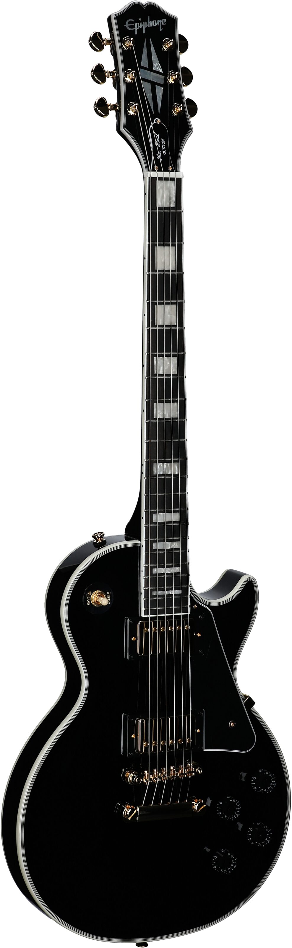 Epiphone Inspired by Gibson Les Paul Custom Electric Guitar, Ebony, Body Left Front