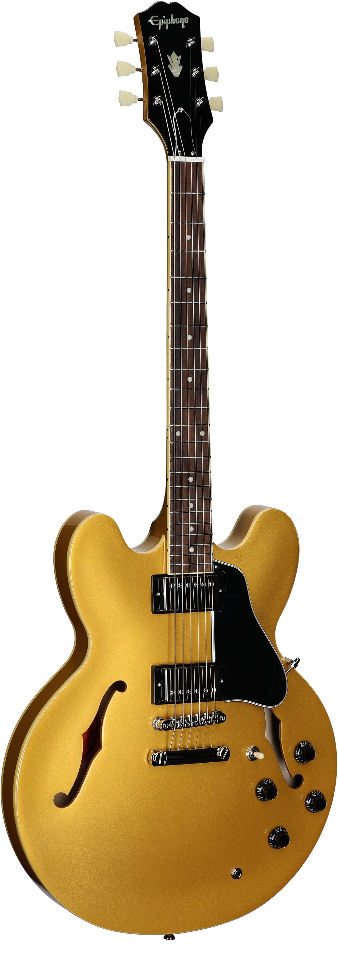 Epiphone ES-335 Traditional Pro Electric Guitar, Metallic Gold, Body Left Front