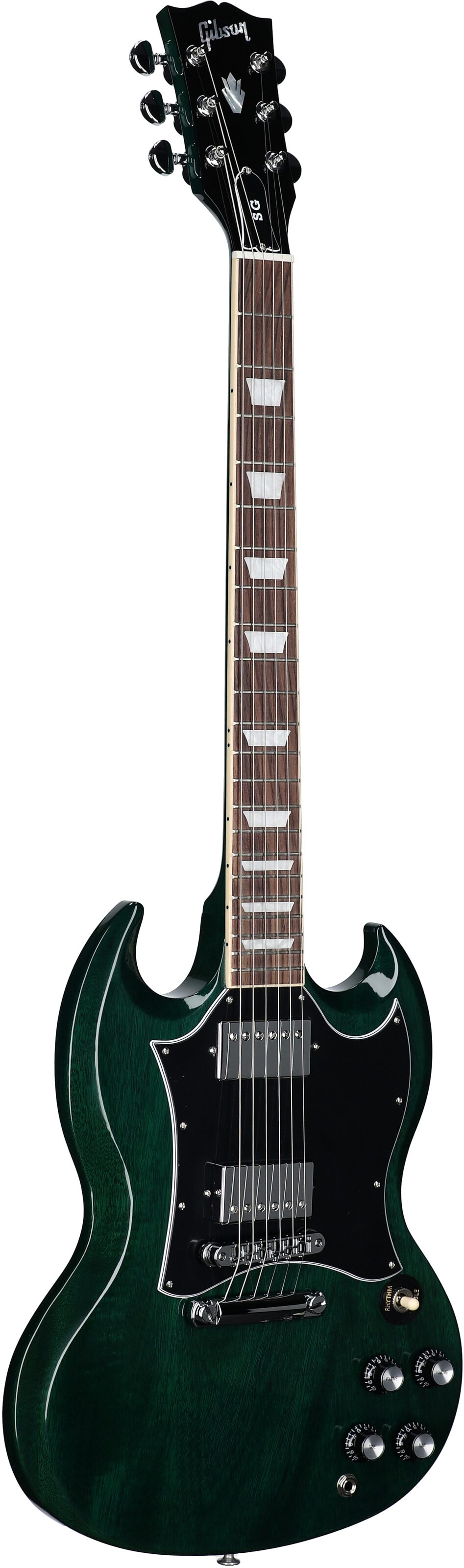 Gibson SG Standard Custom Color Electric Guitar (with Soft Case), Transparent Teal, Body Left Front