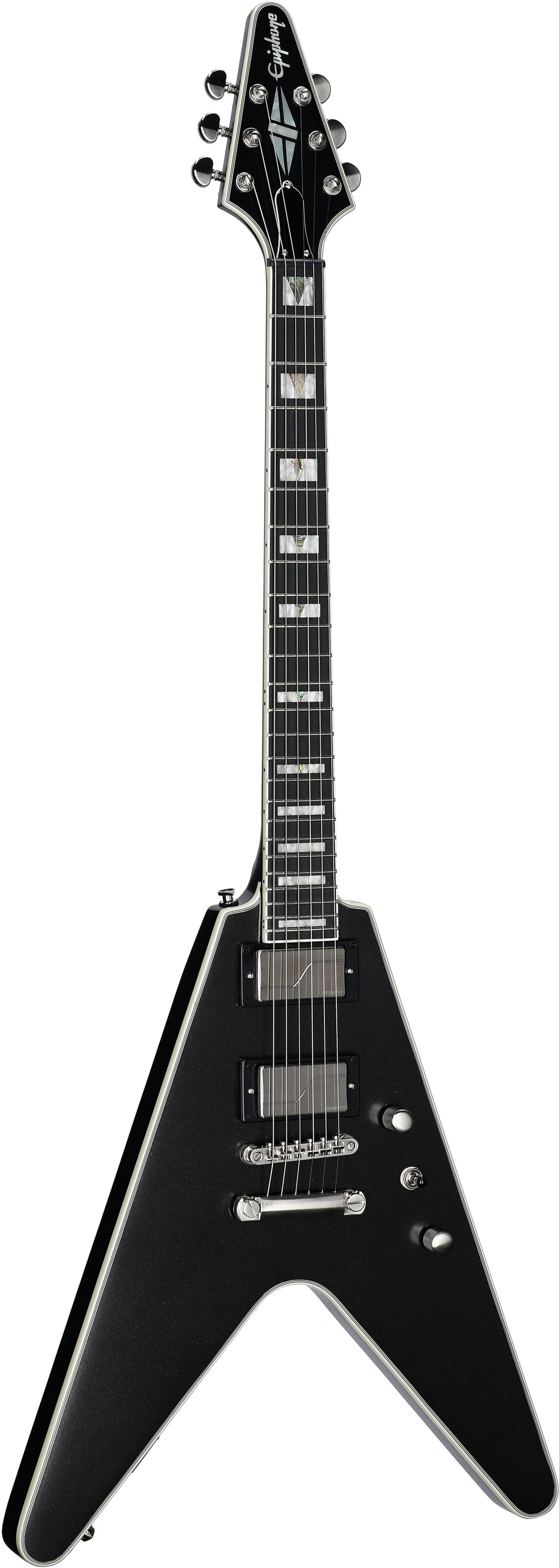 Epiphone Flying V Prophecy Electric Guitar, Jet Black Metallic, Body Left Front
