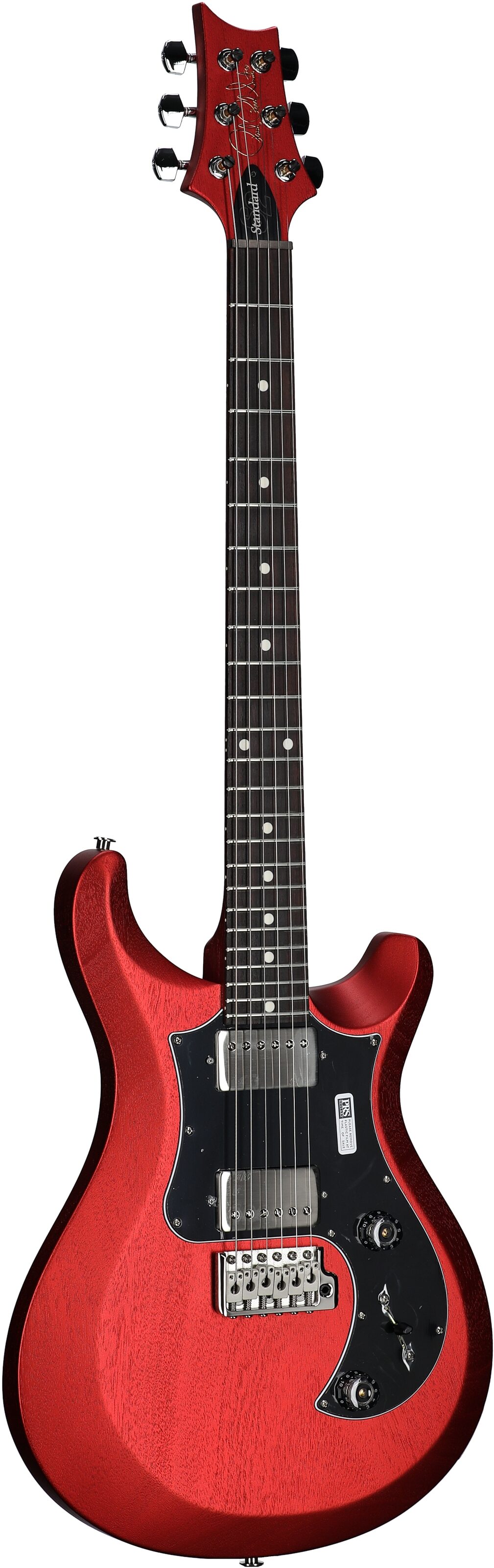PRS Paul Reed Smith S2 Standard 24 Satin Pattern Thin Electric Guitar (with Gig Bag), Satin Red Apple Metallic, Body Left Front