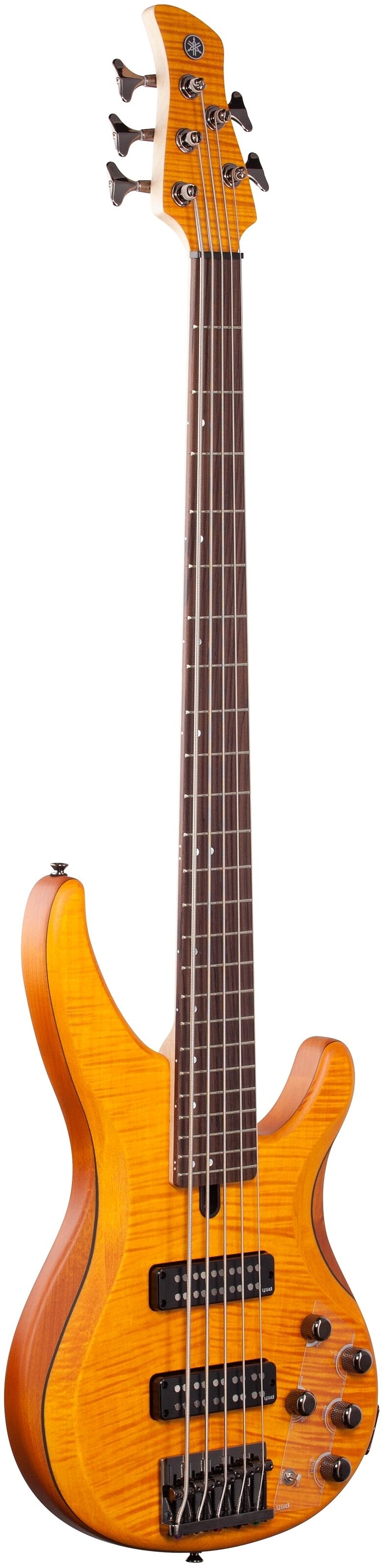 Yamaha TRBX605FM Electric Bass, 5-String, Matte Amber, Body Left Front