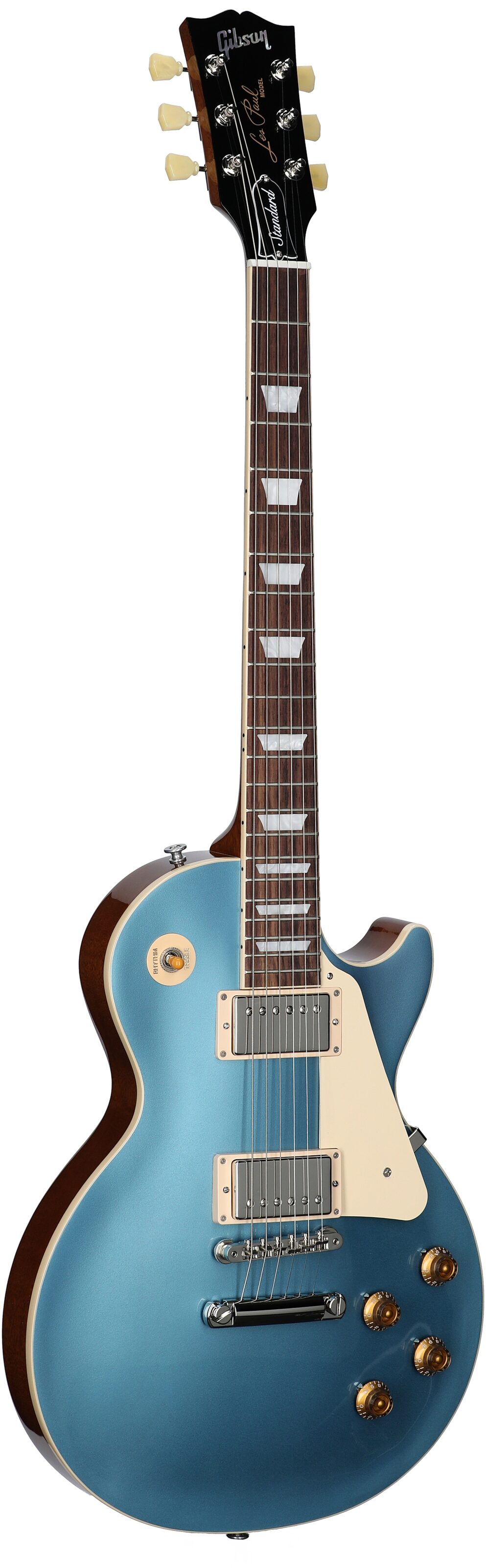 Gibson Les Paul Standard '50s Custom Color Electric Guitar, Plain Top (with Case), Pelham Blue, Body Left Front