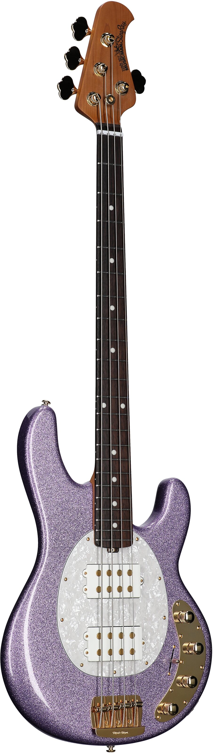 Ernie Ball Music Man StingRay Special HH Electric Bass (with Case), Amethyst Sparkle, Body Left Front