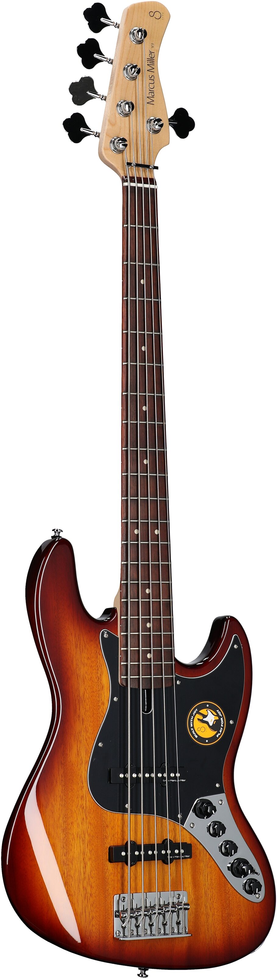 Sire Marcus Miller V3 Electric Bass, 5-String, Tobacco Sunburst, Body Left Front