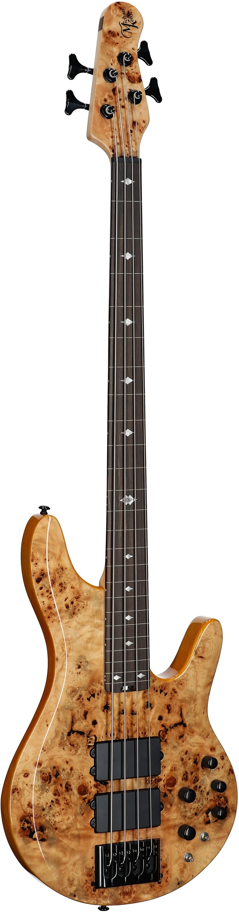 Michael Kelly Pinnacle 4 Electric Bass, Natural Burl, Body Left Front