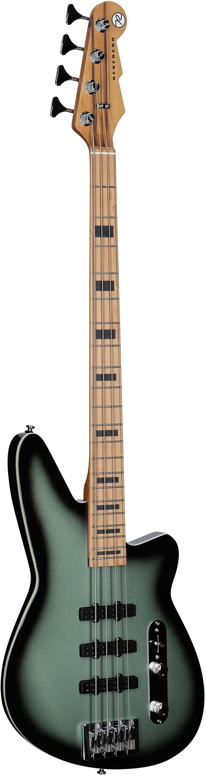 Reverend Triad 4 Electric Bass, Alpine Burst, Maple Fretboard, Body Left Front