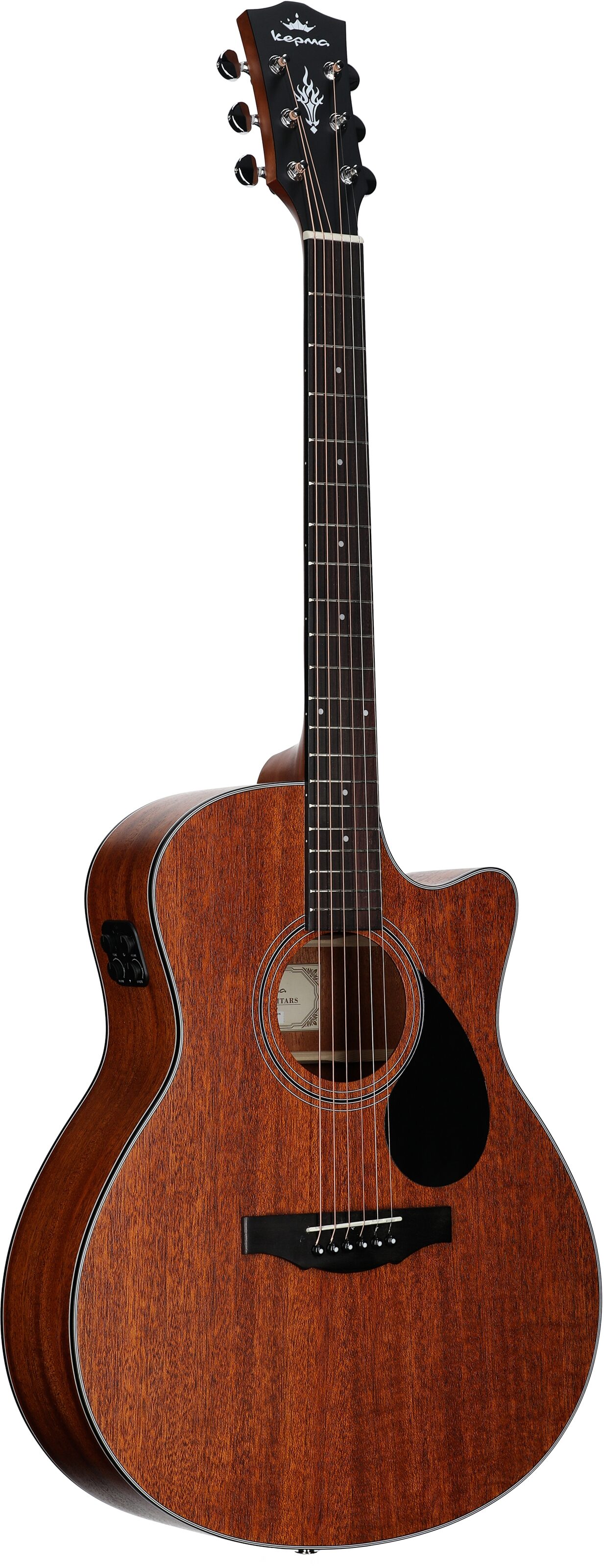 Kepma K3 Series GA3-130 Acoustic-Electric Guitar, Walnut Matte, with AcoustiFex K-10 Pickup, Body Left Front