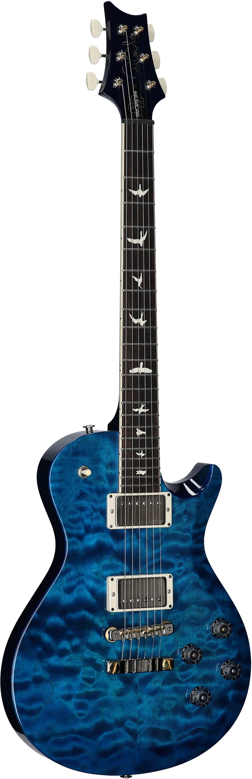PRS Paul Reed Smith S2 McCarty 594 Singlecut Quilt Electric Guitar (with Gig Bag), Blue Matteo, Body Left Front