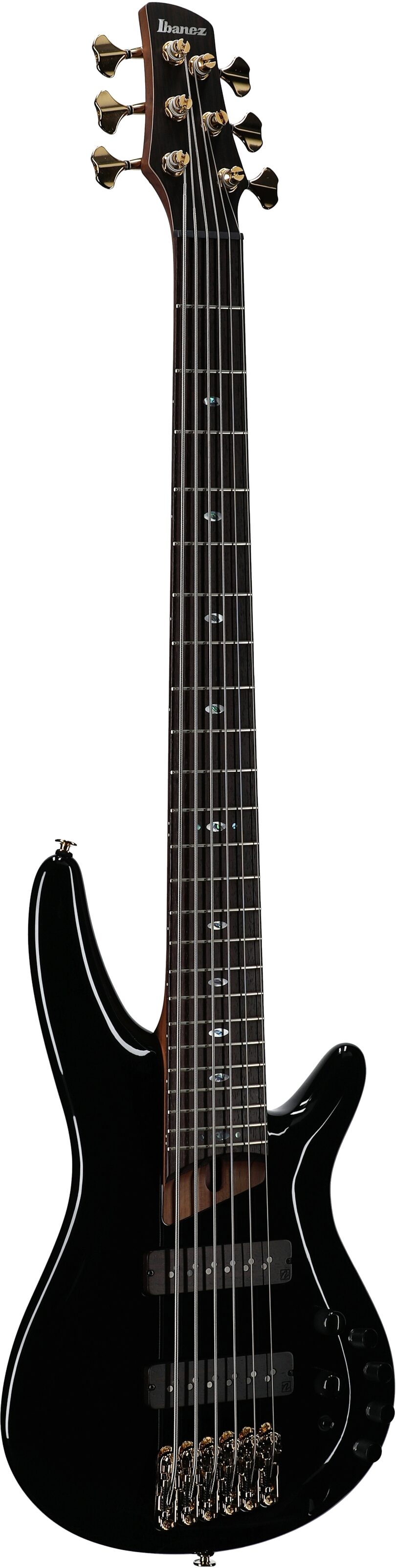 Ibanez SR3506 Prestige Electric Bass, 6-String (with Case), Black, Body Left Front