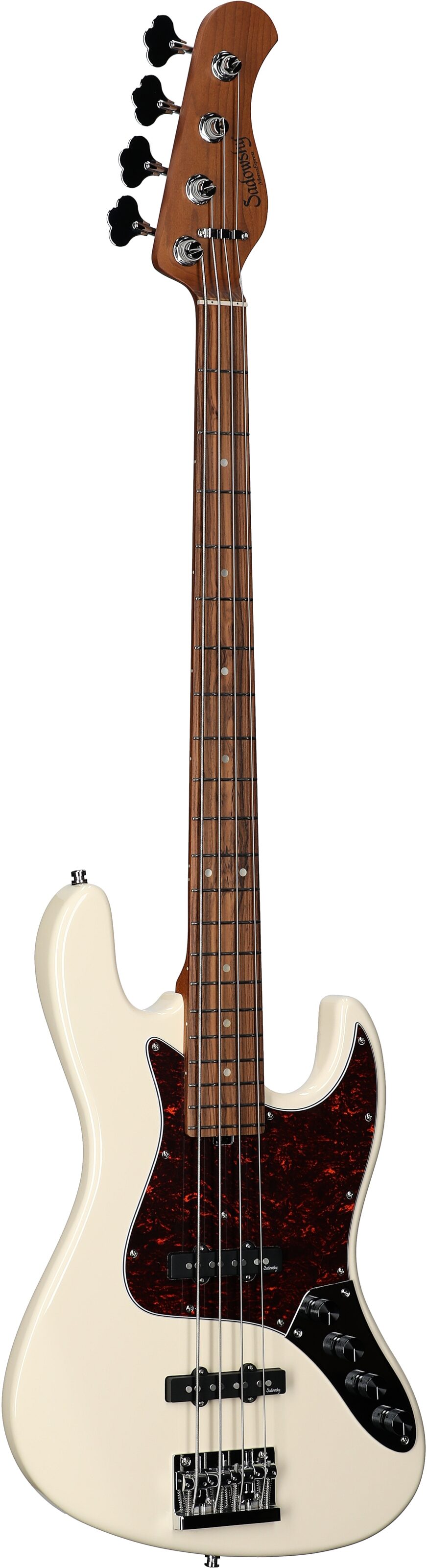 Sadowsky MetroExpress 21-Fret Vintage J/J Electric Bass, with Morado Fingerboard (with Gig Bag), White, Body Left Front