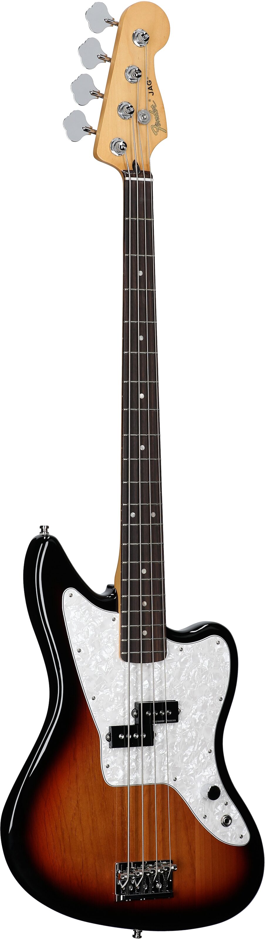 Fender Limited Edition Mark Hoppus Jaguar Electric Bass, Rosewood Fingerboard (with Gig Bag), 3-Color Sunburst, Body Left Front