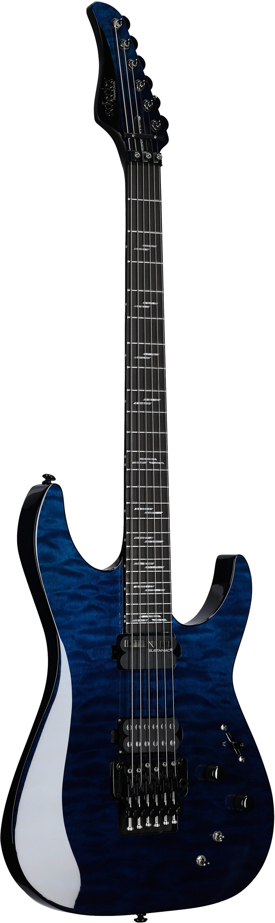 Schecter Reaper 6 FRS Elite Electric Guitar, Deep Ocean Blue, Body Left Front