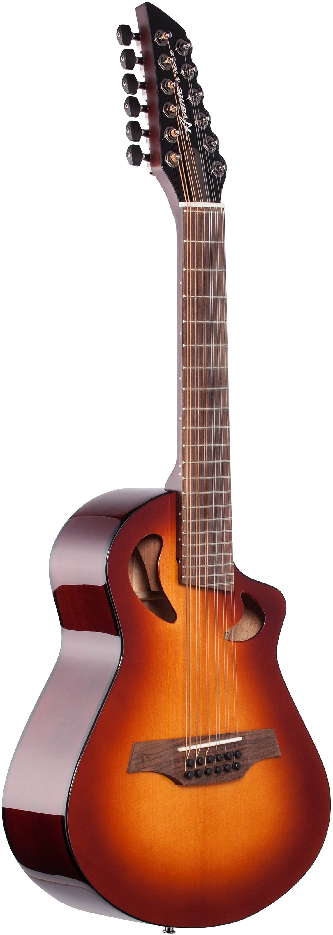 Veillette Avante Gryphon High-Tuned 12-String Acoustic Guitar, Tobacco Burst, Body Left Front